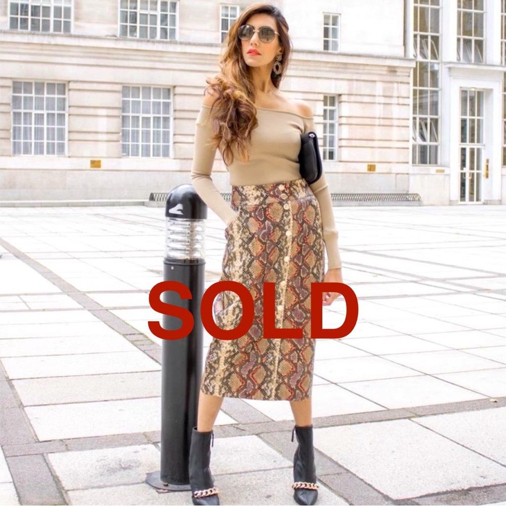 Zara Python-print Faux Leather Skirt Size M